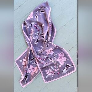 Pendelton Vintage 100% Silk Floral & Butterfly Scarf